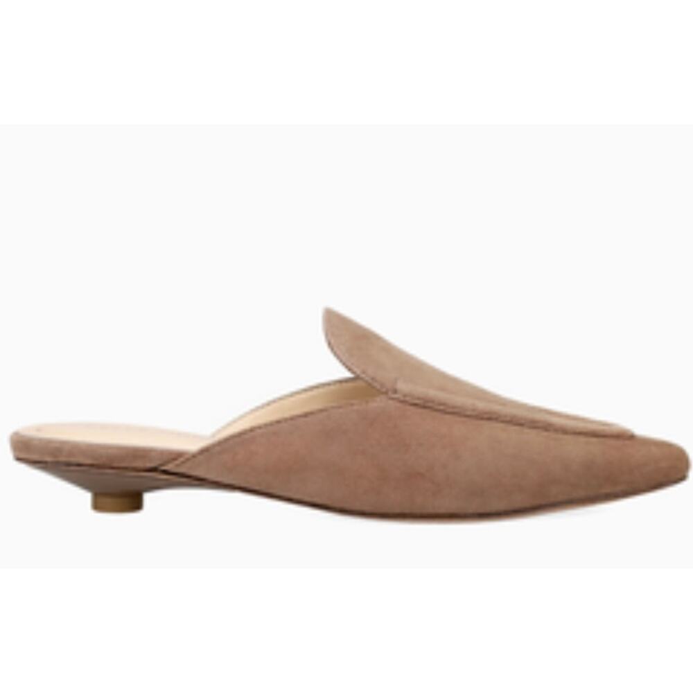 Pelle Moda Amias Women's SZ 8M Taupe Kid Suede Pointed Square Toe Mule Low Heel
